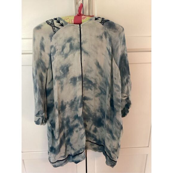 Free People Womens Embroidered Tie Dye Tunic Sz M Blue White - Picture 5 of 8
